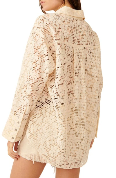 Shop Free People In Your Dreams Lace Button-up Shirt In Tea