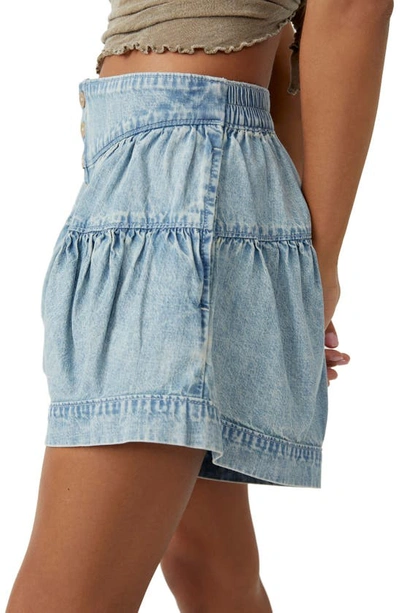 Free People We The Free Fleur Denim Shorts In Belle Blue In Belle Blue