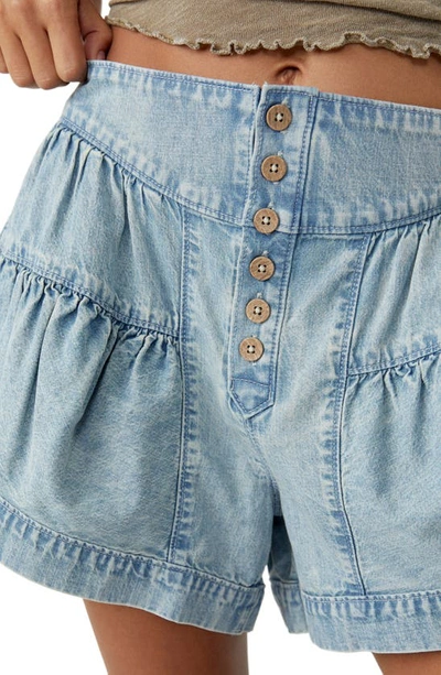 Free People We The Free Fleur Denim Shorts In Belle Blue In Belle Blue