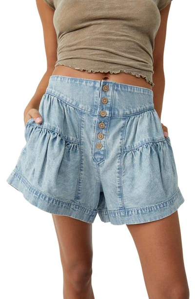 Free People We The Free Fleur Denim Shorts In Belle Blue In Belle Blue