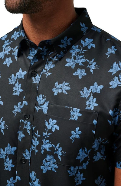 Shop Travis Mathew Mist On The Lake Short Sleeve Button-up Shirt In Black