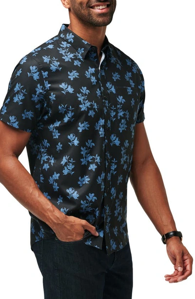 Shop Travis Mathew Mist On The Lake Short Sleeve Button-up Shirt In Black