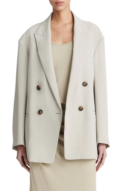 Shop Vince Double Breasted Crepe Blazer In Sepia