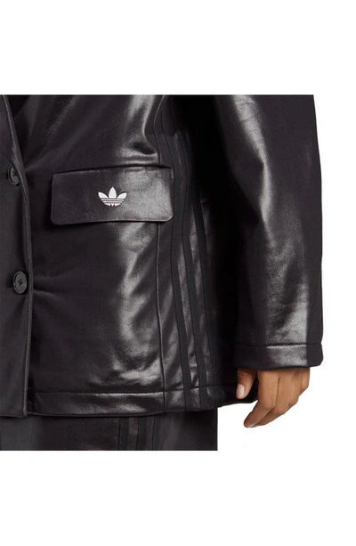 Shop Adidas Originals Double Breasted Recycled Polyester Blazer In Black