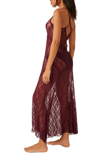 Shop Free People A Little Lace Sheer Nightgown In Precious Wine