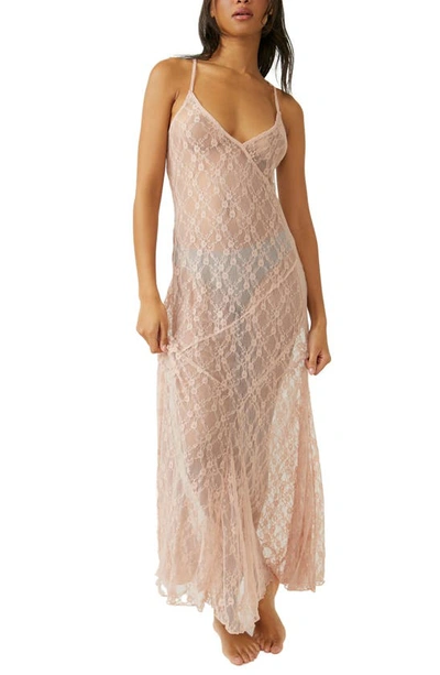 Shop Free People A Little Lace Sheer Nightgown In Tea