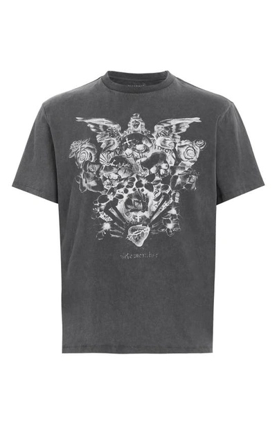 Shop Allsaints Covenant Graphic T-shirt In Washed Black