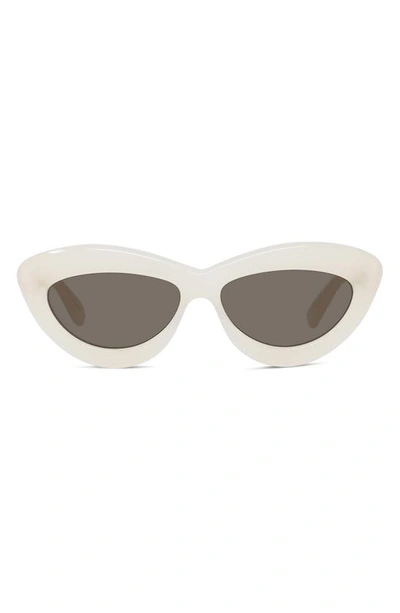 Shop Loewe Curvy 54mm Cat Eye Sunglasses In Ivory / Brown