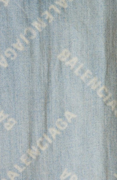 Shop Balenciaga Logo Print Oversize Denim Jacket In Blonde Ring