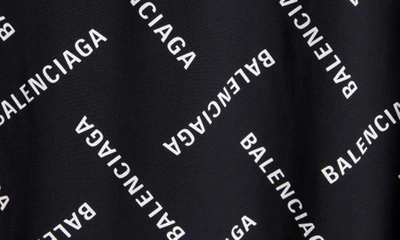 Shop Balenciaga Relaxed Fit Logo Print Button-up Shirt In Black/ White