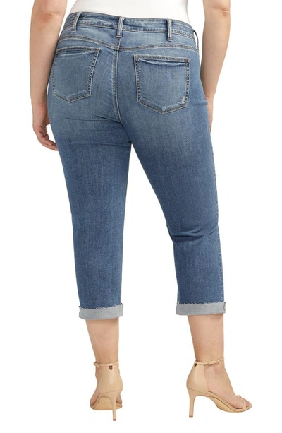 Shop Silver Jeans Co. Elyse Luxe Stretch Distressed Capri Jeans In Indigo