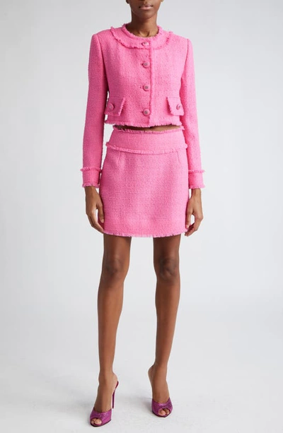 Shop Dolce & Gabbana Crop Raschel Tweed Jacket In Rosa