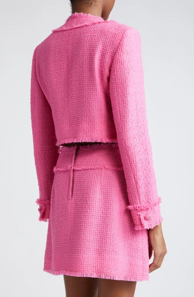 Dolce & Gabbana Rachel Collarless Crop Tweed Jacket In Rosa