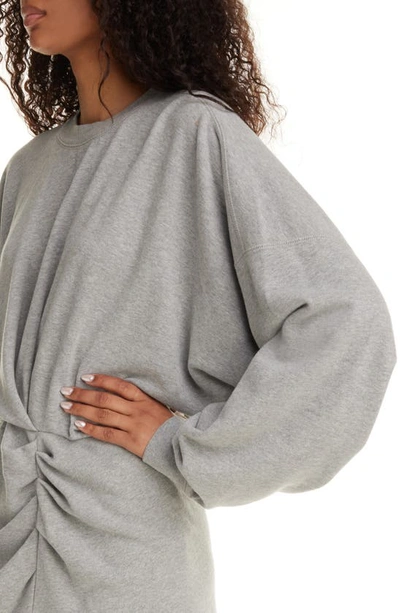 Shop Isabel Marant Étoile Samuela Ruched Long Sleeve Cotton Sweater Dress In Grey