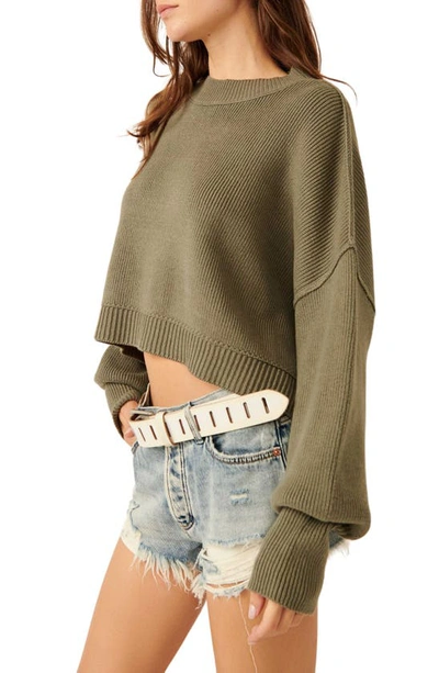 Shop Free People Easy Street Crop Pullover In Dried Basil