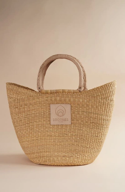 Shop Brother Vellies Sailboat Woven Raffia Basket Tote In Natural