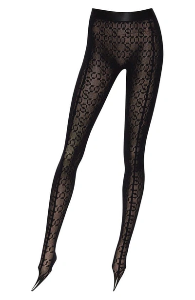 Shop Wolford Intricate Stirrup Tights In Black