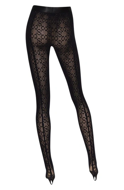 Shop Wolford Intricate Stirrup Tights In Black