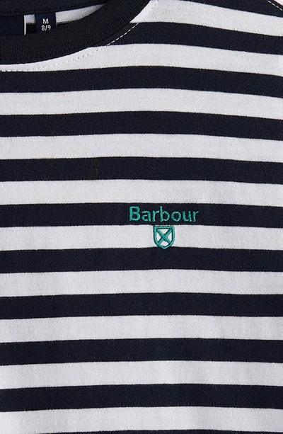 Shop Barbour Kids' Finley Stripe T-shirt In Navy