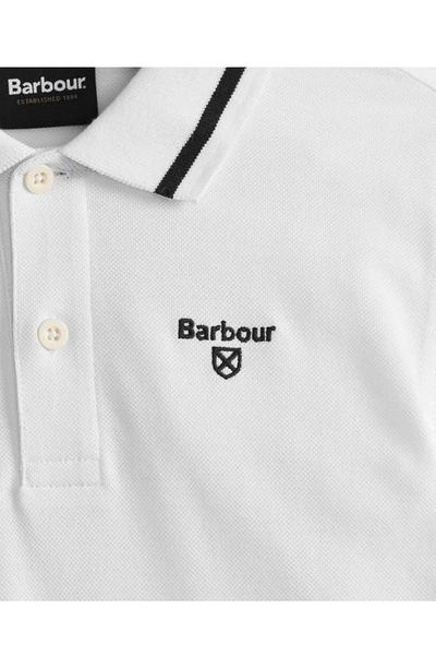 Shop Barbour Kids' Oakside Tipped Cotton Piqué Polo In White