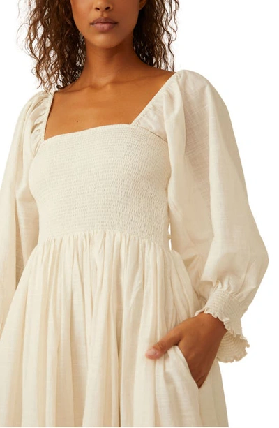 Free People Perfect Storm Smocked Eyelet Long Sleeve Maxi Dress In Tea