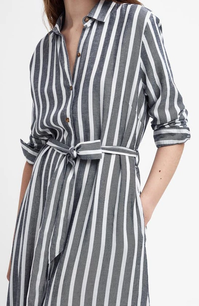 Shop Barbour Annalise Stripe Long Sleeve Shirtdress In Navy Stripe