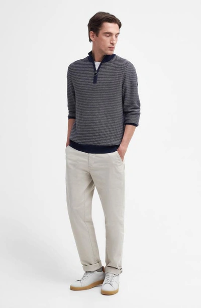 Shop Barbour Dunstan Marl Half-zip Cotton Sweater In Navy