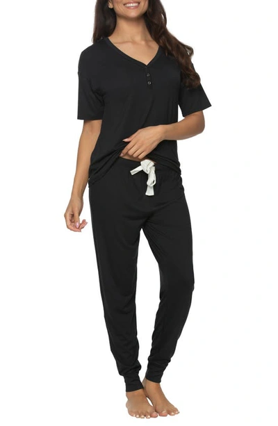 Shop Felina Jessie Henley Pajamas In Black