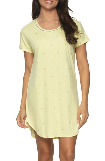Shop Felina Jessie Stretch Jersey Sleep Shirt In Lemon Meringue / Gray Diamond