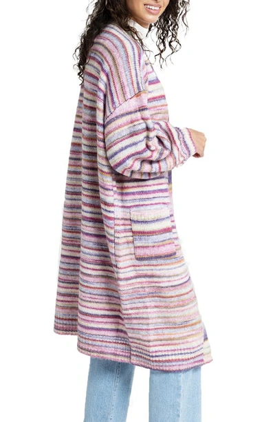 Saachi Stripe Knit Coatigan In Pink