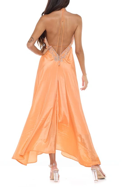 Ranee's Plunge V-neck Maxi Dress In Soft Orange