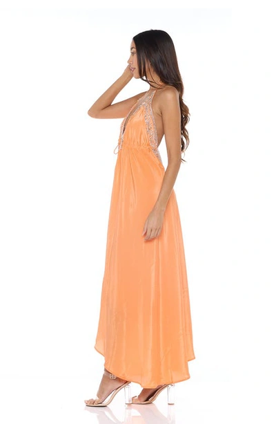 Ranee's Plunge V-neck Maxi Dress In Soft Orange