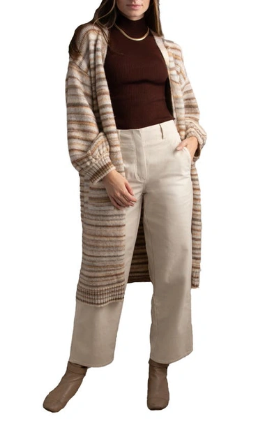 Shop Saachi Stripe Knit Coatigan In Natural