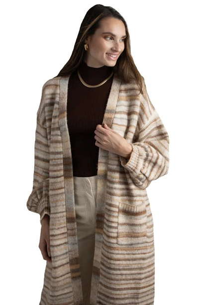Saachi Stripe Knit Coatigan In Natural