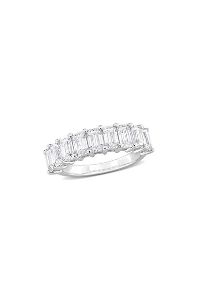 Shop Delmar Sterling Silver Created Moissanite Octagon Band Ring In White/ Silver