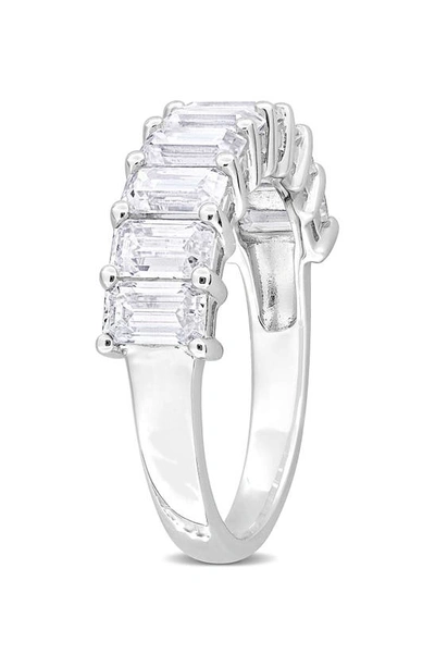 Shop Delmar Sterling Silver Created Moissanite Octagon Band Ring In White/ Silver