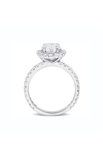 Delmar Sterling Silver Created Moissanite Engagement Style Ring In White/ Silver