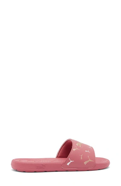 Shop Puma Cool Cat 2.0 Toss Slide Sandal In Rose Wine-rose Gold-silver