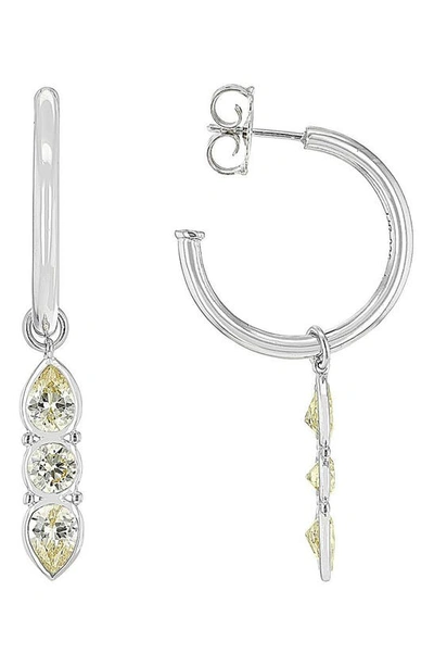 Shop Judith Ripka Cz Dangle Hoop Drop Earrings In Silver