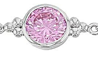 Shop Judith Ripka Sterling Silver Pink Cz Station Bracelet In Silver/pink