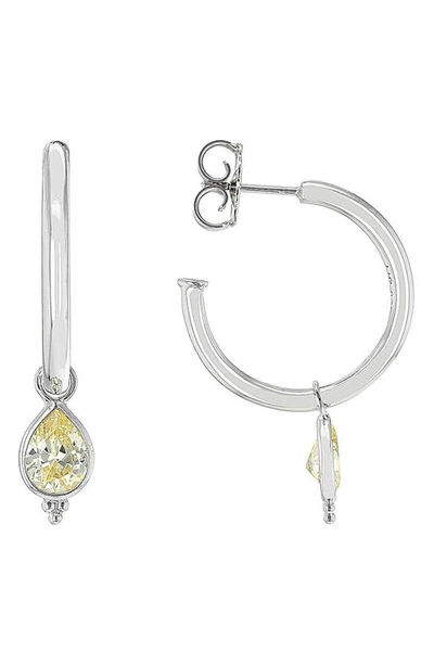 Shop Judith Ripka Pear Cut Cz Dangle Hoop Earrings In Yellow/ Silver