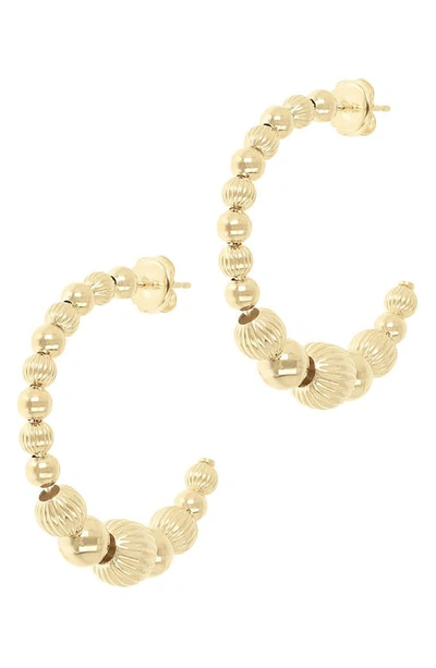 Shop Judith Ripka Textured Bead Hoop Earrings In Gold