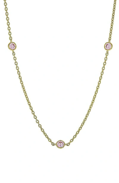 Shop Judith Ripka Clad Bezel Set Cz 5-station Necklace In Gold/ Rose