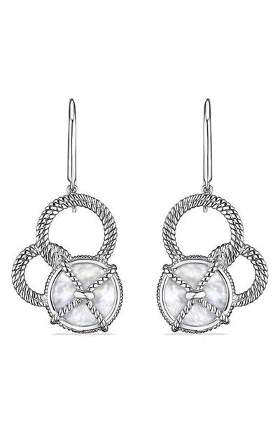 Shop Judith Ripka Isola Mother Of Pearl Cluster Drop Earrings In Silver/ White