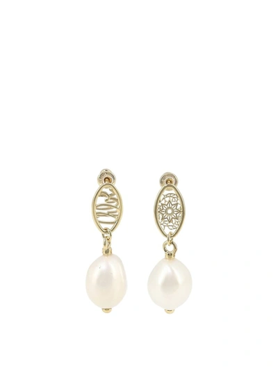 Shop Chloé "darcey" Lace Drop Earrings In White
