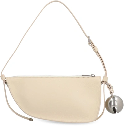 Shop Burberry Shield Sling Leather Mini Shoulder Bag In Panna