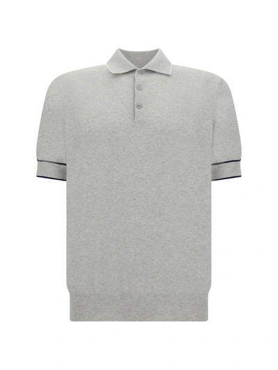 Shop Brunello Cucinelli Polo Shirts In Nebbia+panama+prussia