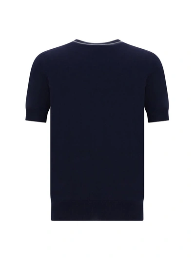 Shop Brunello Cucinelli T-shirts In Navy+grigio Chiaro+corda