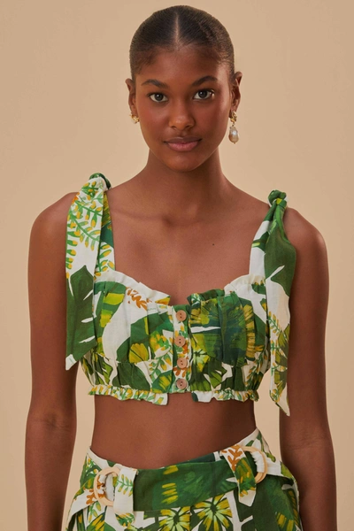 Shop Farm Rio Active Tropical Forest Off-white Knot Sleeveless Crop Top