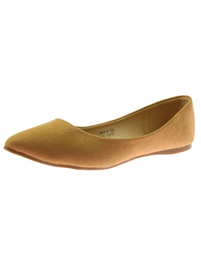 Shop Bella Marie Angie Womens Faux Suede Pointed Toe Ballet Flats In Brown